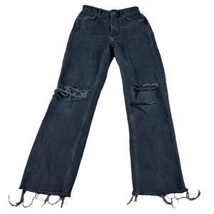 REFORMATION Lagoon Destroyed Button Fly Straight Leg Denim Jeans Size 23 Washed
